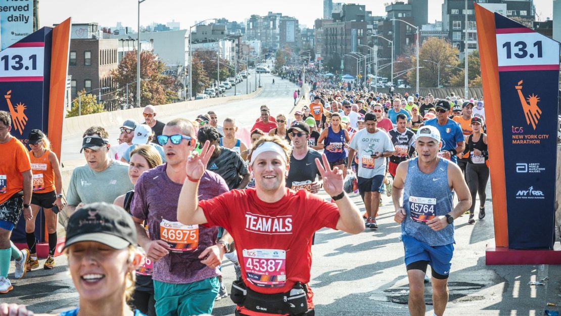 L'arrivo della maratona di New York, una delle 6 World Marathon Majors